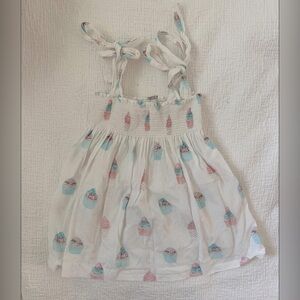 White Cupcake Print Smocked Sundress for Kids